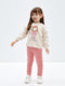 Crew Neck Long Sleeve Printed Baby Girl Sweater and Tights